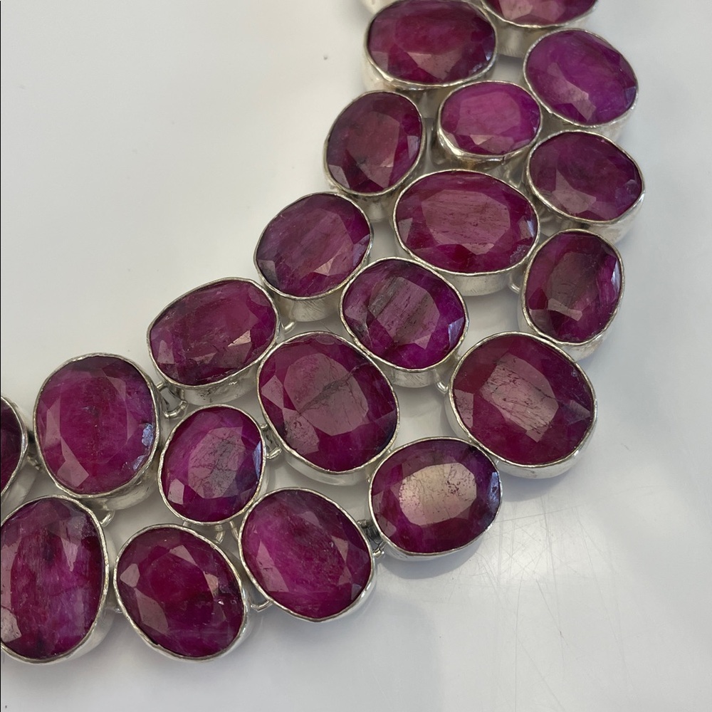 Women's Statement Ruby-Red Gemstone Collar Neckla… - image 4